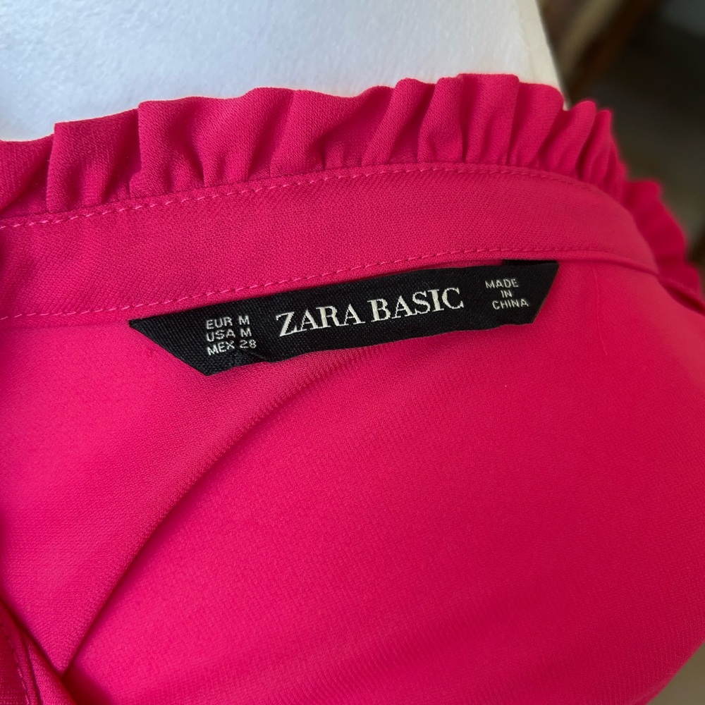 Zara Fuchsia Ruffle Sleeve Button down  Blouse - Picture 7 of 10